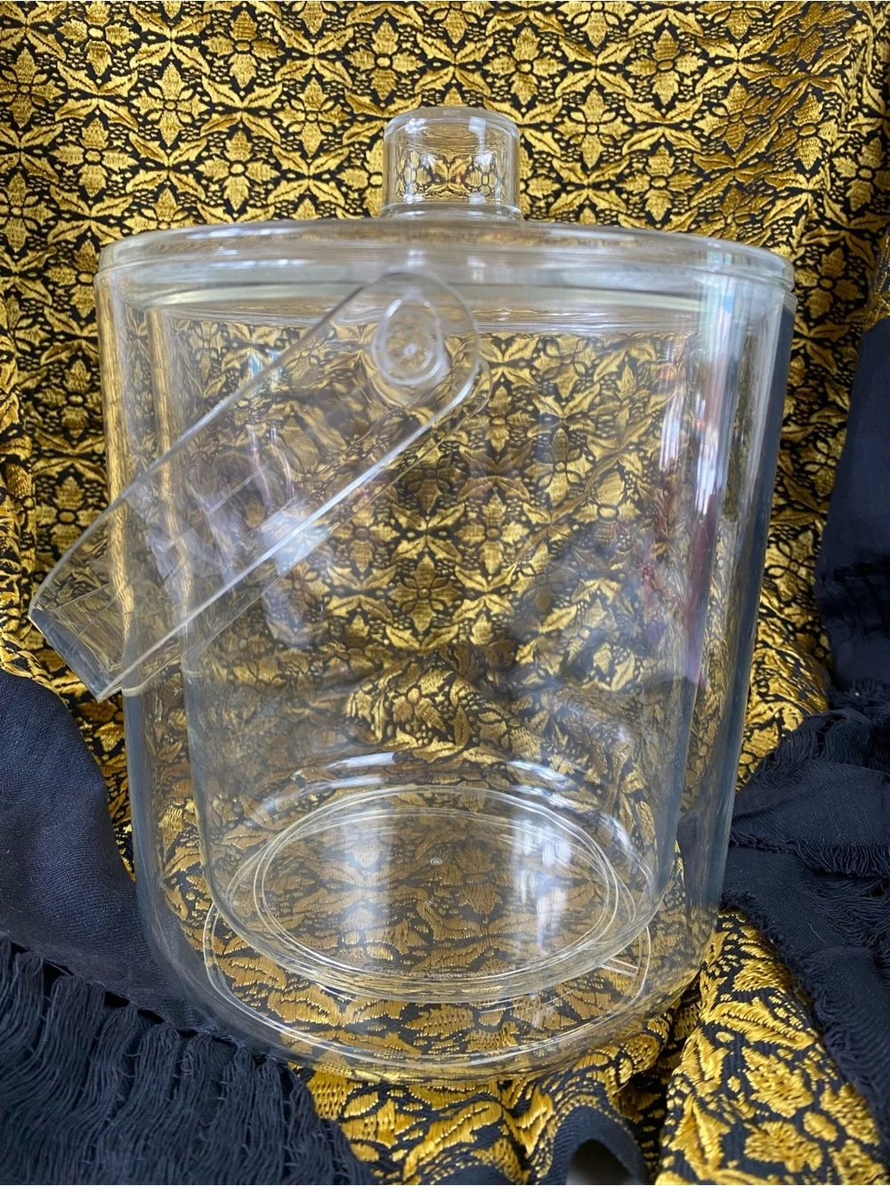 Acrylic Clear Ice Bucket with lid Vintage 1986 double walled Barware party